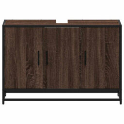 Berkfield Bathroom Sink Cabinet Brown Oak 90X33X60 Cm Engineered Wood - thumbnail 5