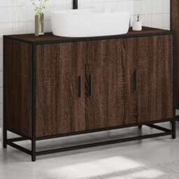 Berkfield Bathroom Sink Cabinet Brown Oak 90X33X60 Cm Engineered Wood - thumbnail 4