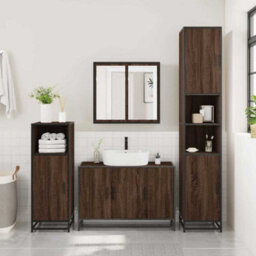 Berkfield Bathroom Sink Cabinet Brown Oak 90X33X60 Cm Engineered Wood - thumbnail 3