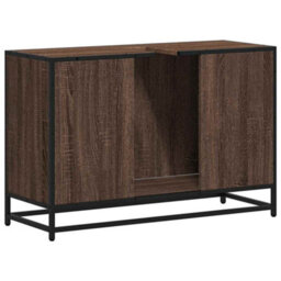 Berkfield Bathroom Sink Cabinet Brown Oak 90X33X60 Cm Engineered Wood - thumbnail 8
