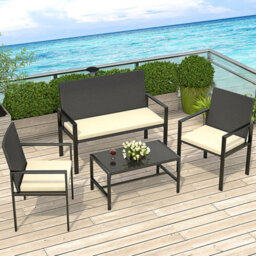 Onemill 4 Pieces Patio Furniture Set With Glass Coffee Table - thumbnail 6