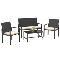Onemill 4 Pieces Patio Furniture Set With Glass Coffee Table - thumbnail 1