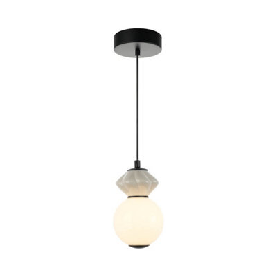 Luminosa Lighting Luminosa Balos I Slim Pendant Ceiling Light Matt Black With Opal, Grey, Ceramic Shades 3000K Warm White - image 1