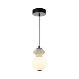 Luminosa Lighting Luminosa Balos I Slim Pendant Ceiling Light Matt Black With Opal, Grey, Ceramic Shades 3000K Warm White - thumbnail 2