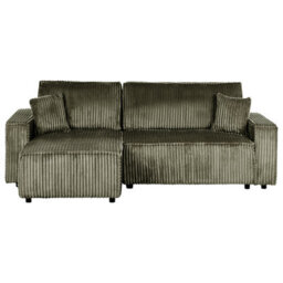 Beliani Corner Sofa Bed 3 Seater Abacka Corduroy Green With Storage Right Hand - thumbnail 5