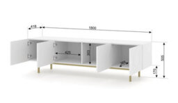 Arte Kairo Tv Cabinet White Matt W1800mm X H510mm X D420mm - thumbnail 3