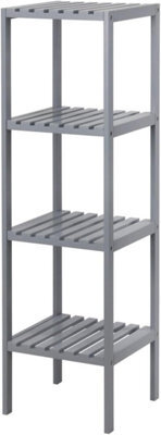 Spot On Dealz Bathroom Storage Cabinet 4 Tier Rack Shelves Wooden Free Standing Tall Slim Grey Cabinet For Toilet Bathroom Accessories - image 1