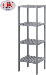 Spot On Dealz Bathroom Storage Cabinet 4 Tier Rack Shelves  Wooden Free Standing Tall Slim Grey Cabinet For Toilet Bathroom Accessories - thumbnail 4