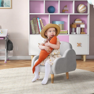 Zonekiz Kids Armchair Toddler Sofa Chair Cloud-Shaped For 1.5-3 Years Grey - image 1