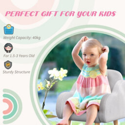 Zonekiz Kids Armchair Toddler Sofa Chair Cloud-Shaped For 1.5-3 Years Grey - thumbnail 7