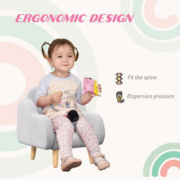 Zonekiz Kids Armchair Toddler Sofa Chair Cloud-Shaped For 1.5-3 Years Grey - thumbnail 6