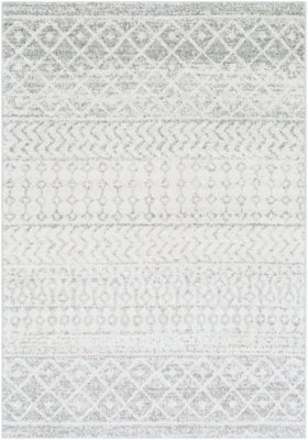 Livabliss Elaziz-Geometric Grey White Global Living Dining Bedroom Rug 120 X 170 Cm Easy Care, Non Shedding - image 1