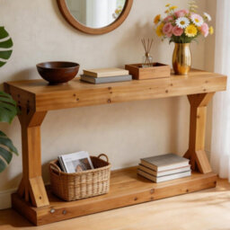 Fativo L120X W30X H75.5Cm Solid Wood Console Table Long Narrow Sofa Table Behind The Couch Home Decorative, Brown - thumbnail 9
