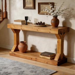 Fativo L120X W30X H75.5Cm Solid Wood Console Table Long Narrow Sofa Table Behind The Couch Home Decorative, Brown - thumbnail 8