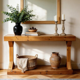 Fativo L120X W30X H75.5Cm Solid Wood Console Table Long Narrow Sofa Table Behind The Couch Home Decorative, Brown - thumbnail 7