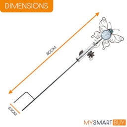 Butterfly Outdoor Thermometer & Rain Gauge - Rust-Proof Metal Decorative Garden Weather Tracking Station - 80 X 18.5 X 11Cm - thumbnail 4