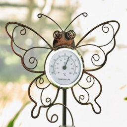 Butterfly Outdoor Thermometer & Rain Gauge - Rust-Proof Metal Decorative Garden Weather Tracking Station - 80 X 18.5 X 11Cm - thumbnail 7