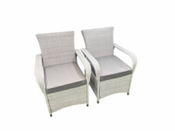 Fimous Wicker Pe Rattan Garden Furniture Set Patio Outdoor 6 Chairs Plus Rectangular Dining Table Set Light Grey Mixed - thumbnail 6