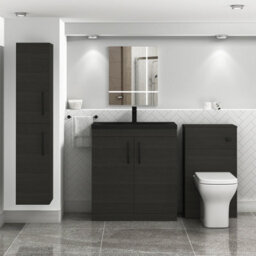 Royal Bathrooms Turin 800mm Floor Standing Vanity Unit 2 Door Hale Black With Black Basin & Handles - thumbnail 5