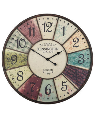 Wyld And Coco Heritage Home Wall Clock - Distressed Iron Train Station Style, 59Cm - image 1