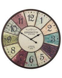 Wyld And Coco Heritage Home Wall Clock - Distressed Iron Train Station Style, 59Cm - thumbnail 1