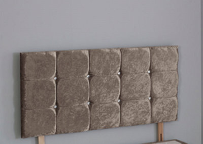 Comfy Deluxe 4Ft6 Double 20Inch    Truffle Crush Velvet  Cube Headboard