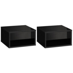 Homcom Floating Nightstands Set Of 2, Bedside Table W/ Drawer And Open Shelf - thumbnail 2