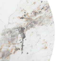Xample Gallery Marzio White Marble Style Side Table, Black Metal Legs, Curved Edges, Stone & Mdf Top, Modern Living Room Furniture - thumbnail 5