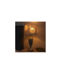Lighting Supermarket Malham Large Classic Ceramic Table Lamp With Lacy Bloom Stencil Shade - Modern Grey And Satin Silver - thumbnail 5