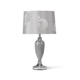 Lighting Supermarket Malham Large Classic Ceramic Table Lamp With Lacy Bloom Stencil Shade - Modern Grey And Satin Silver - thumbnail 1
