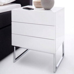 Furniture in Fashion Strada High Gloss Bedside Cabinet With 3 Drawers In White