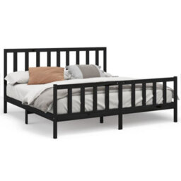 Vidaxl Bed Frame Without Mattress Black 200X200 Cm  Solid Wood Pine - thumbnail 2