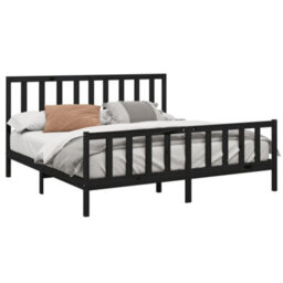 Vidaxl Bed Frame Without Mattress Black 200X200 Cm  Solid Wood Pine - thumbnail 3