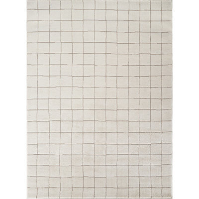 Livabliss Our Pnw Home Cascade-Modern Ivory Brown Graphic High Pile Living Dining Bedroom Rug 200 X 275 Cm Easy Care, Non Shedding - image 1