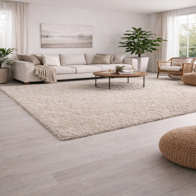 Uetian Light Beige 5 Cm Thick Pile Area Rug 120X170 Cozy Bedroom Living Space Decor - image 1