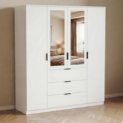 Lassic Vida Designs Trega 4 Door 3 Drawer Mirrored Wardrobe, White - image 1