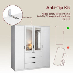 Lassic Vida Designs Trega 4 Door 3 Drawer Mirrored Wardrobe, White - thumbnail 9