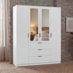 Lassic Vida Designs Trega 4 Door 3 Drawer Mirrored Wardrobe, White - thumbnail 5