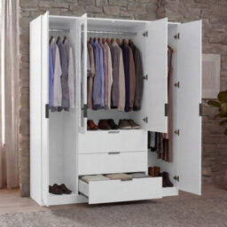 Lassic Vida Designs Trega 4 Door 3 Drawer Mirrored Wardrobe, White - thumbnail 6