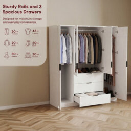Lassic Vida Designs Trega 4 Door 3 Drawer Mirrored Wardrobe, White - thumbnail 7