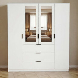 Lassic Vida Designs Trega 4 Door 3 Drawer Mirrored Wardrobe, White - thumbnail 2