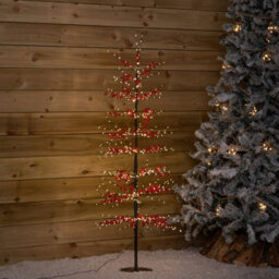 Samuel Alexander 1.5M Light Up Red Berry Christmas Tree With 635 Warm White Leds - thumbnail 3