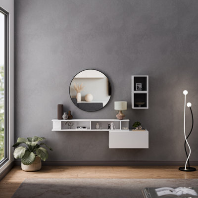 Decorotika Bari Moduler Modern Tv Unit Wall Mount Customizable Layout High Gloss White - image 1