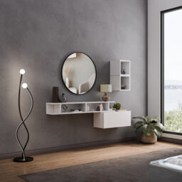 Decorotika Bari Moduler Modern Tv Unit Wall Mount Customizable Layout High Gloss White - thumbnail 3