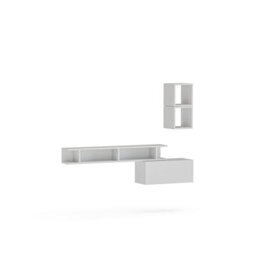 Decorotika Bari Moduler Modern Tv Unit Wall Mount Customizable Layout High Gloss White - thumbnail 4