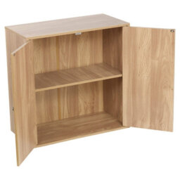 Urbn-Living Urbnliving Height 60Cm 2 Tier Wooden Storage Cabinet Side Furniture Cabinet Colour Oak & Oak Door Cupboard Bedroom Hallway Shelf U - thumbnail 3