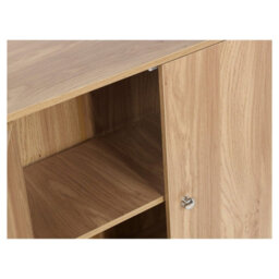 Urbn-Living Urbnliving Height 60Cm 2 Tier Wooden Storage Cabinet Side Furniture Cabinet Colour Oak & Oak Door Cupboard Bedroom Hallway Shelf U - thumbnail 8
