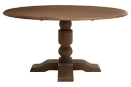 Orsina Oak Wood Round Dining Table, Vintage Dining Room Table With Carved Base, Artistic Dining Table For Kitchen - thumbnail 6