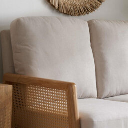 2 Seater Sofa Settee Rattan White Fabric Birlea Ivy - thumbnail 3