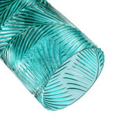 Happy Homewares Modern Teal Embossed Glass Pendant Shade With Pressed Leaf Pattern - thumbnail 5